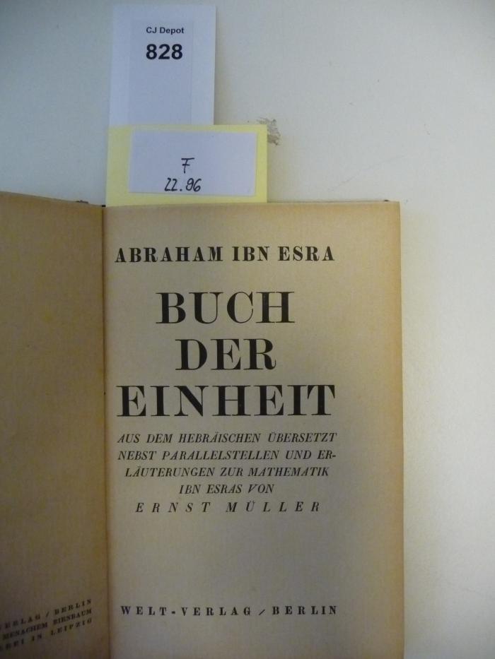 F 22 96: Das Buch der Einheit (1921)