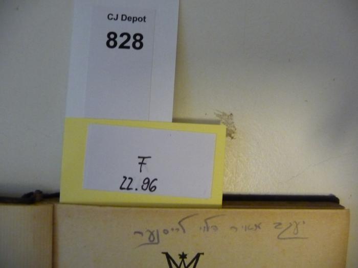 - (Leisner, Jacob), Von Hand: Autogramm; 'Jacob Me'ir deLevi Leisner'. 