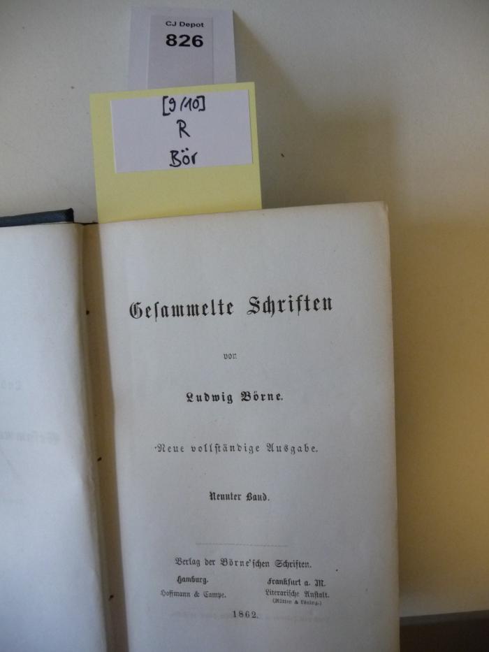 R Bör 9/10: Ludwig Börne's Gesammelte Schriften. Neunter und Zehnter Band (1862)