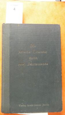 H0 81: Auswahl historischer Stücke aus hebräischen Schriftstellern vom zweiten Jahrhundert bis auf die Gegenwart : mit vokal. Texte, deutscher Übers. u. Anm. 
Die jüdische Literatur durch zwei Jahrtausende : Probe-Stücke aus der jüdischen Literatur (1919)