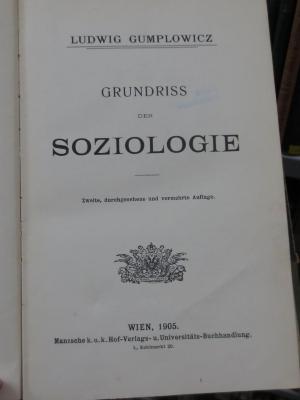 Fd 265 b: Grundriss der Soziologie (1905)