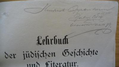 - (Oppenheim, Heinrich), Von Hand: Autogramm; 'Heinrich Oppenheim Berlin SW 47 Eisenacherstr. 89'. 