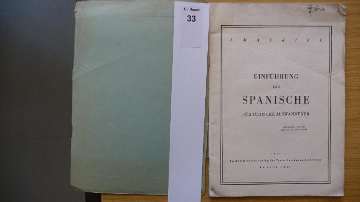 H0 96: Einführung ins Spanische : für jüdische Auswanderer (1937)