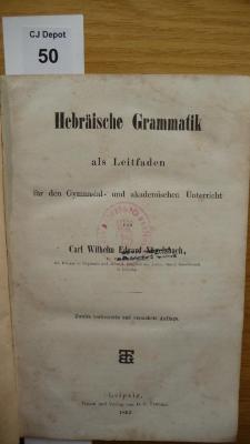H0 110: Hebräische Grammatik : als Leitfaden für den Gymnasial- und akademischen Unterricht (1862)
