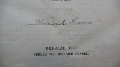 - (Baron, Heinrich), Von Hand: Autogramm; 'Heinrich Baron'. 