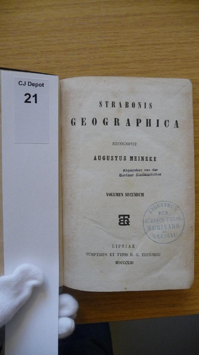 D1 128: Strabo: Strabonis Geographica, Vol. 2. (1853)