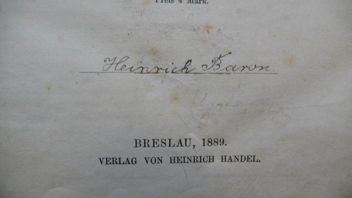- (Baron, Heinrich), Von Hand: Autogramm; 'Heinrich Baron'. 