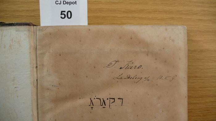 - (Karo, D.), Von Hand: Autogramm; 'D. Karo Landsberg a/W. U.II G.'. 
