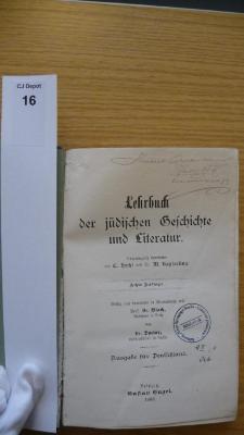 D2 117: Lehrbuch der Jüdischen Geschichte und Literatur. (1909)
