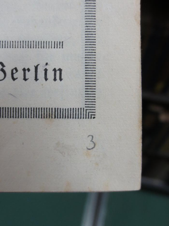 Hm 329: Die Tagesansicht gegenüber der Nachtansicht : Das Büchlein vom Leben nach dem Tode (1919);G46II / 712 (unbekannt), Von Hand: Nummer; '3'. 