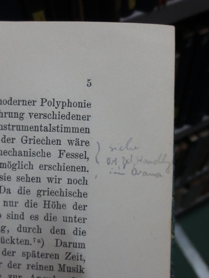 Hi 33 2. Ex.: Plato und die sogenannten Pythagoreer  (1923);G46II / 710 (unbekannt), Von Hand: Annotation; 'siehe Ort, Zeit, Handlg. im Drama'. 