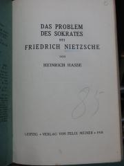 Hk 94 2. Ex.: Das Problem des Sokrates bei Friedrich Nietzsche (1918)