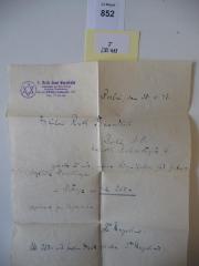 - (Freundlich, Ruth), Papier: -; 'zahnärztliche Rechnung vom 28.06.1942 von Dr. Martin Meyerheim, Lindenstr. 113, Berlin SW 68, an Ruth Freundlich, Heinrich-Roller-Str. 6, Berlin N.O.'. 