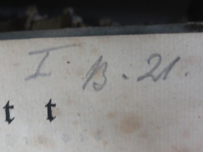  Tagblatt des Menschheitlebens ([1811]);- (unbekannt), Von Hand: Nummer; 'I. B. 21.'. 