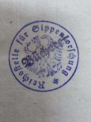- (Reichsstelle für Sippenforschung (Berlin)), Stempel: Name, Berufsangabe/Titel/Branche, Wappen; 'Reichsstelle für Sippenforschung'.  (Prototyp)