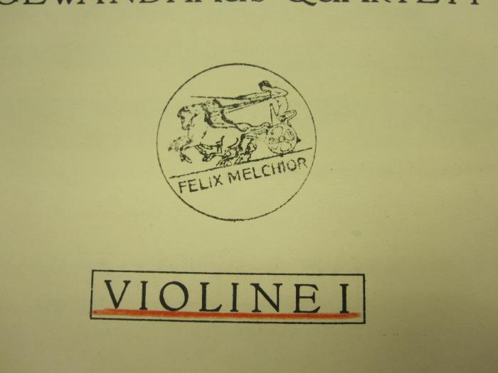 Wm 325: Quintett für 2 Violinen, 2 Violen und Violoncello : Opus 88 (o.J.);- (Melchior, Felix), Stempel: Name, Abbildung; 'Felix Melchior'. 