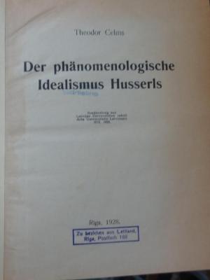 Hn 275: Der phänomenologische Idealismus Husserls (1928)