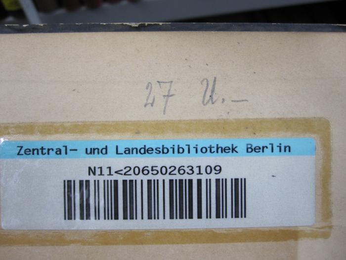 Ff 263: Sozialpolitische Studien (1863);K46 / 3191 (unbekannt), Von Hand: Preis; '27 U.-'. 