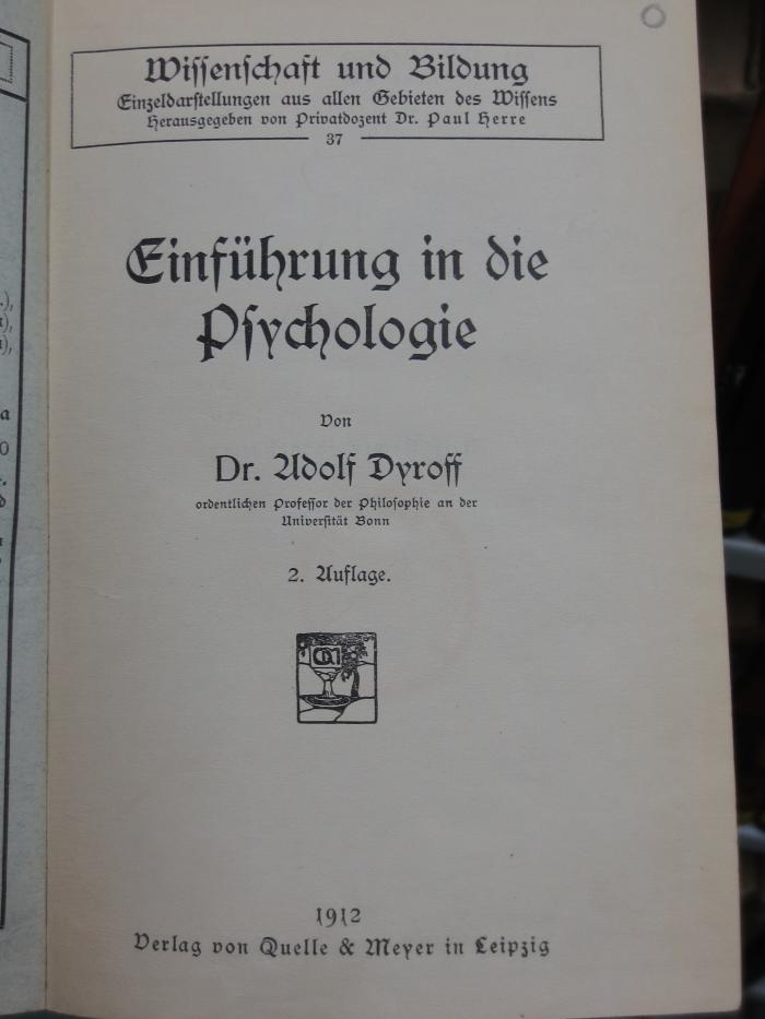 Hp 13 b: Einführung in die Psychologie (1912)