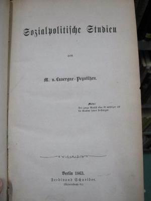 Ff 263: Sozialpolitische Studien (1863)