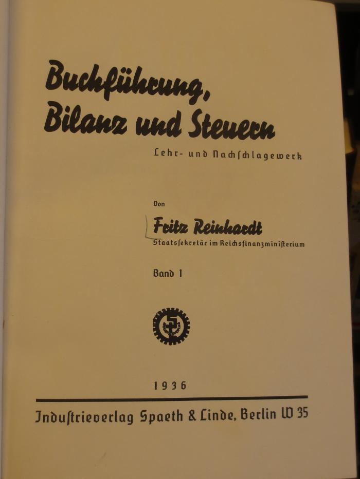 Mf 64 1, 2. Ex.: Buchführung, Bilanz und Steuern : Bd. 1 (1936)