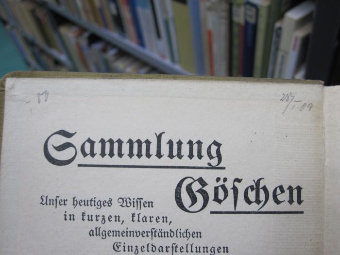 Ki 197 b: Grundriß der Psychophysik (1909);G46 / 528 (unbekannt), Von Hand: Preis; '-80'. ;G46 / 528 (unbekannt), Von Hand: Datum; '28/I.09'. 
