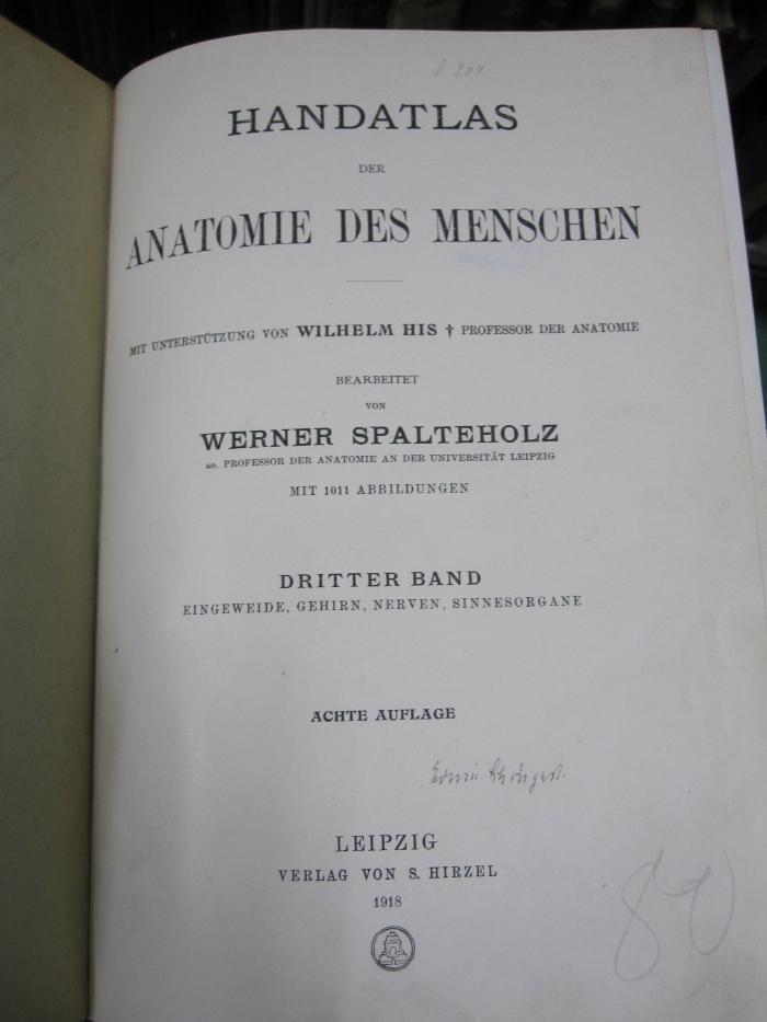 Ki 78 h 3: Eingeweide, Gehirn, Nerven, Sinnesorgane (1918)