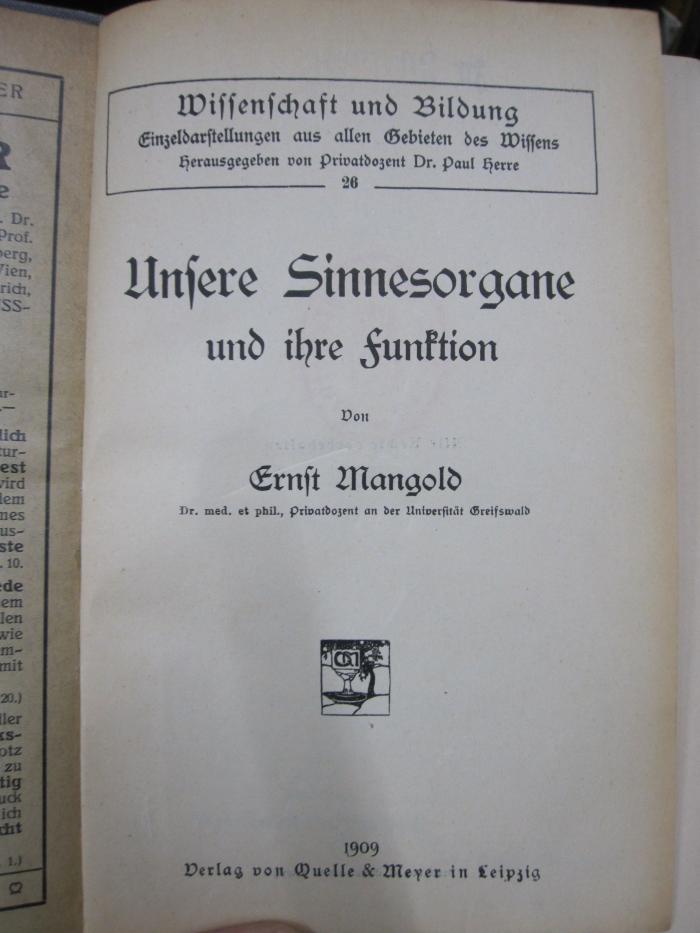 Ki 121 3.Ex.: Unsere Sinnesorgane und ihre Funktion (1909)
