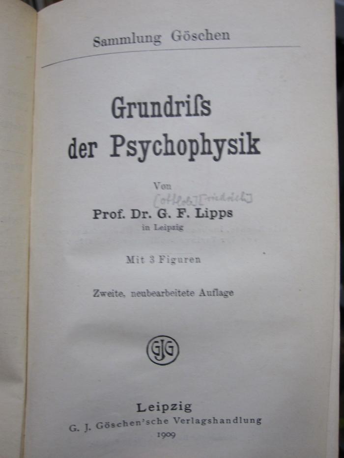 Ki 197 b: Grundriß der Psychophysik (1909)