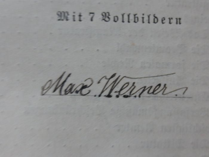 Ab 31 2. Ex.: Römische Altertumskunde (1895);G45II / 2916 (Werner, Max), Von Hand: Name, Autogramm; 'Max Werner'. 