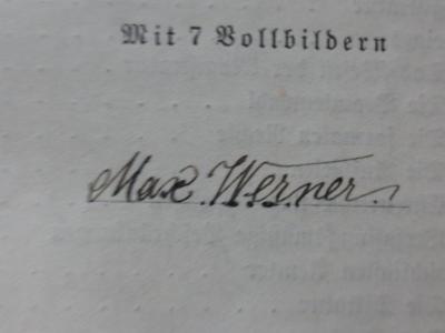 Ab 31 2. Ex.: Römische Altertumskunde (1895);G45II / 2916 (Werner, Max), Von Hand: Name, Autogramm; 'Max Werner'. 