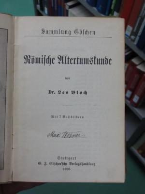 Ab 31 2. Ex.: Römische Altertumskunde (1895)