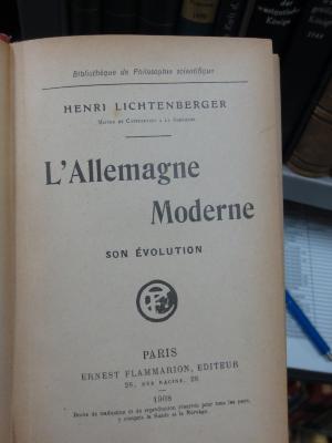 Ai 1233: L' Allemagne Modern : Son Évolution (1908)