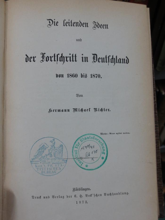 Ai 1259: Die leitenden Ideen und der Fortschritt in Deutschland von 1860 bis 1870 (1873)