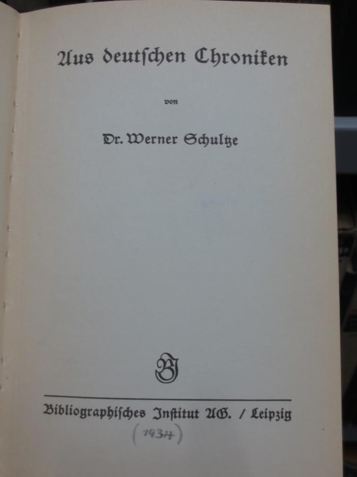 Ai 367 2. Ex.: Aus deutschen Chroniken (1934)