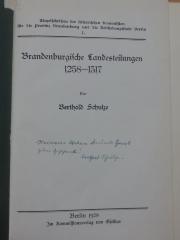 Am 27 4. Ex., neu gebunden: Brandenburgische Landesteilungen 1258-1317 (1928)