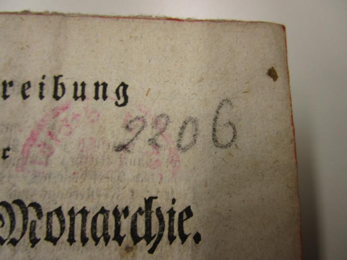  Erdbeschreibung der Preußischen Monarchie (1792);- (unbekannt), Von Hand: Nummer; '220 6'. 