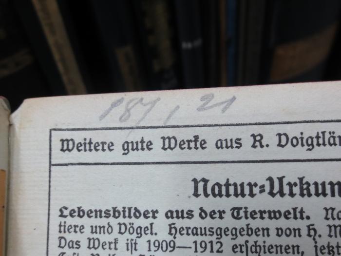 Ak 498: Ein deutscher Bürger des sechzehnten Jahrhunderts : Selbstschilderung des Stralsunder Bürgermeisters Bartholomäus Sastrow (1912);G45II / 2913 (unbekannt), Von Hand: Nummer; '[?]81 / 21'. 