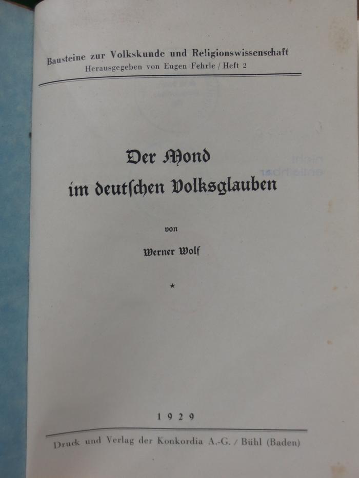 Ak 488: Der Mond im deutschen Volksglauben (1929)