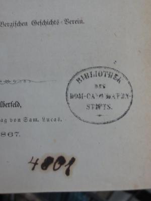 An 1590: Konrad von Heresbach und der Clevische Hof zu seiner Zeit nach neuen Quellen geschildert (1867);G45II / 2722 (Domkandidatenstift (Berlin);unbekannt), Von Hand: Nummer; '4801'. 