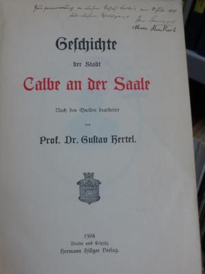 An 1592: Geschichte der Stadt Calbe an der Saale (1904)