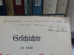 G45II / 2691 (Stoeckert, Hermann ;Stoeckert, Marie), Von Hand: Name, Ortsangabe, Datum, Widmung; 'Zur Erinnerung an unseren Besuch "Calbe" 6 am 21. Juli 1911 für unseren Wolfgang. Herm. Stoeckert Marie Stoeckert'. 