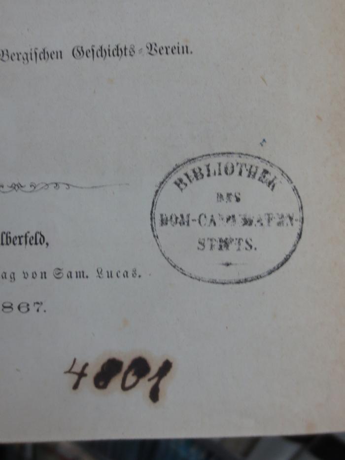 An 1590: Konrad von Heresbach und der Clevische Hof zu seiner Zeit nach neuen Quellen geschildert (1867);G45II / 2722 (Domkandidatenstift (Berlin);unbekannt), Von Hand: Nummer; '4801'. 