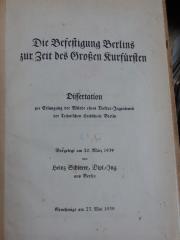 An 1597: Die Befestigung Berlins zur Zeit des Großen Kurfürsten (Diss.) (1939)