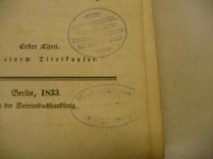- (Grossherzogl. Gymnasium Fridericianum zu Schwerin;Kreislehrer Bücherei Schwerin), Stempel: Buchhändler; 'Kreislehrer Bücherei

R 983'. 