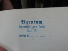 G45II / 1465 (Deutsches Reich. Auswärtiges Amt), Stempel: Name; 'Eigentum Auswärtiges Amt Kult. R. Register Nr. '. 