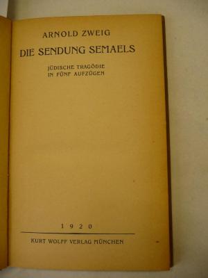  Die Sendung Semaels. Jüdische Tragödie in fünf Aufzügen. (1920)