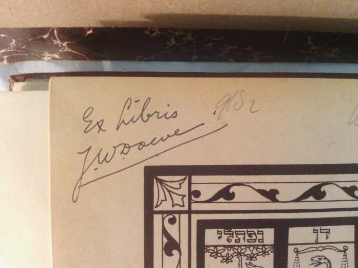 Asch1064 : תלמוד ירושלמי = Der Jerusalemitische Talmud (1920);- (Doeve, Jan Willem ), Von Hand: Autogramm; 'Ex Libris
J.W. Doeve'. 