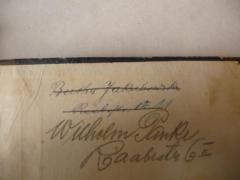 - (Jakubowski, Bertha;Panke, Wilhelm), Durchgestrichen: Name, Autogramm, Besitzwechsel; 'Bertha Jakubowski, Raabestr. 11

Wilhelm Panke, Raabestr. 6 II'. 