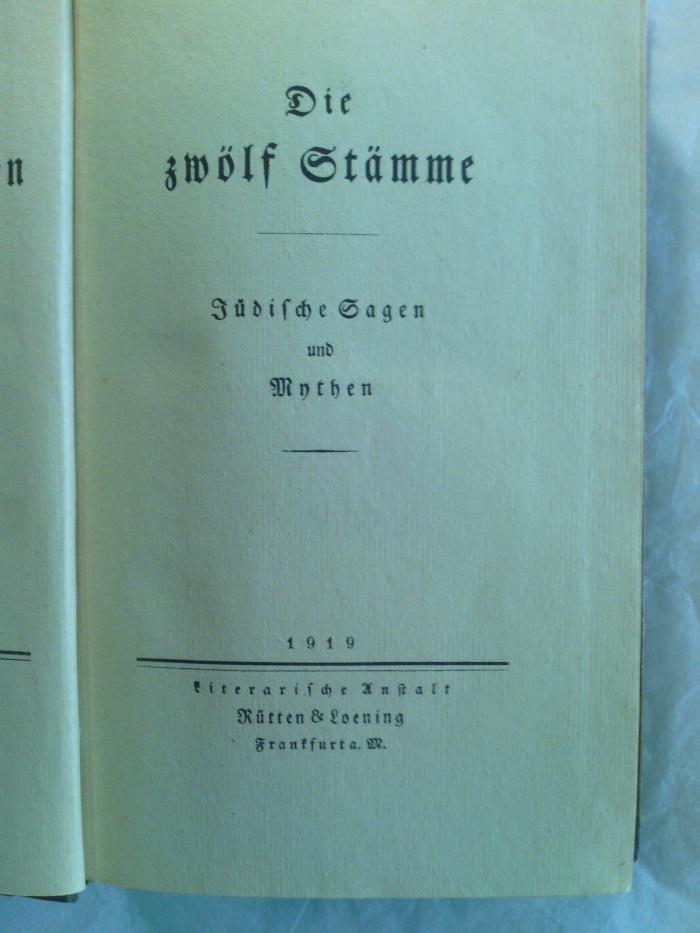Asch2079 : Die zwölf Stämme : Jüdische Sagen und Mythen (1919)